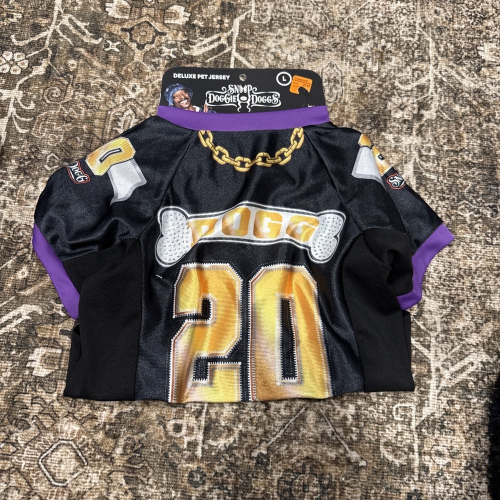 NWT - Snoop Dogg DELUXE PET JERSEY - Size L - Black/Purple SUPERBOWL